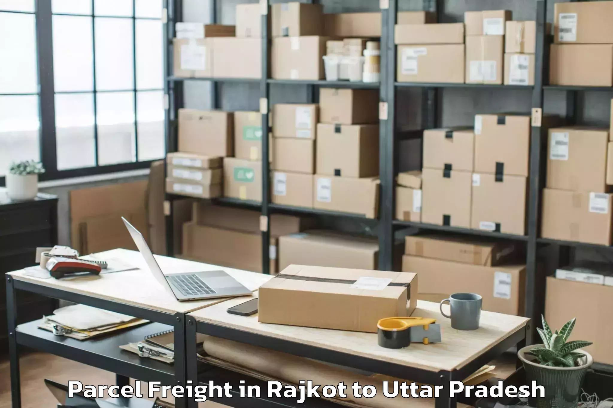 Hassle-Free Rajkot to Sahawar Parcel Freight